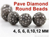 Pave Diamond Round Bead, (DF/BA)